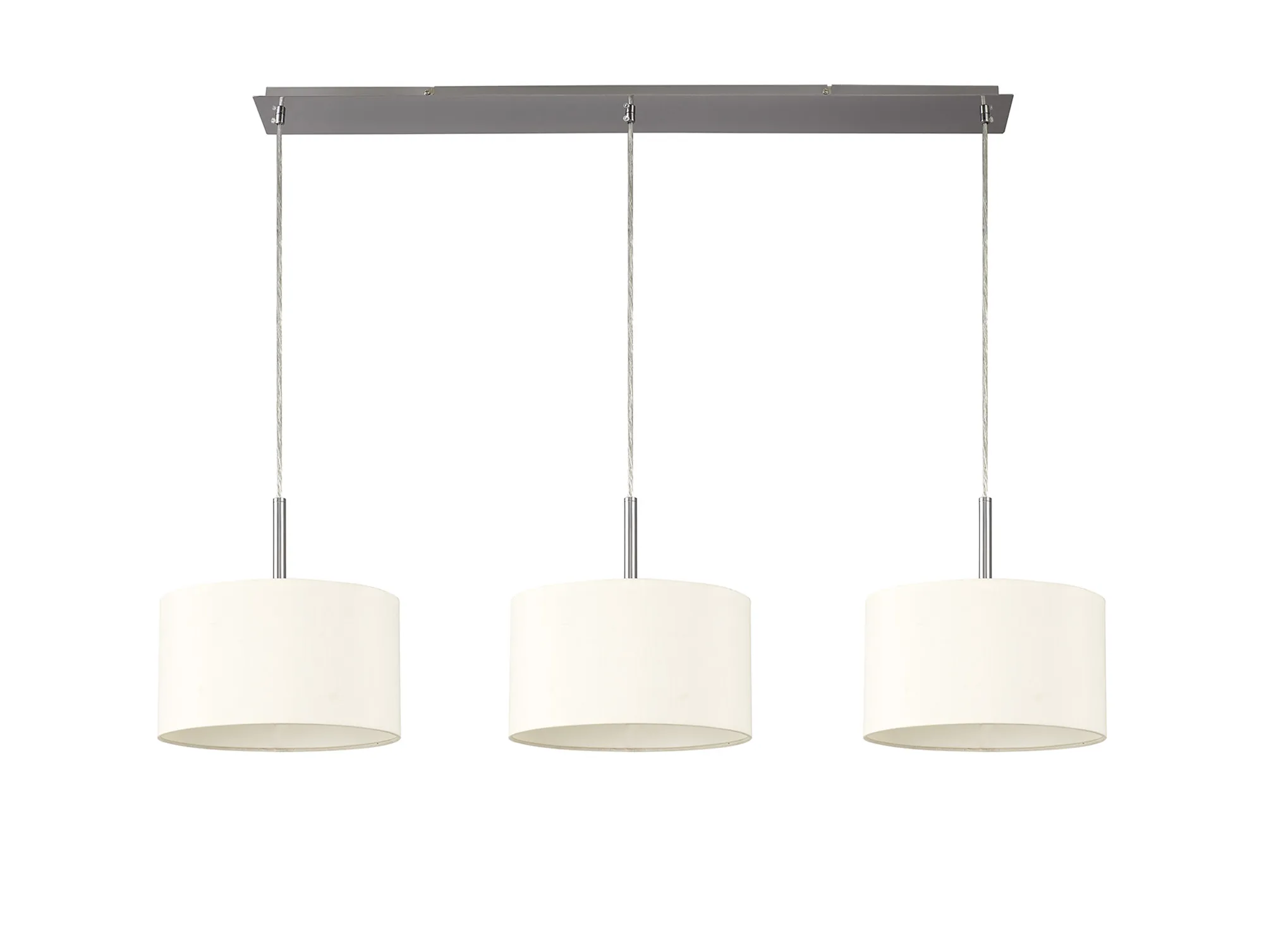 Baymont 30cm Shade 3 Light Pendant Satin Nickel, Ivory Pearl/White DK0585  Deco Baymont SN IV